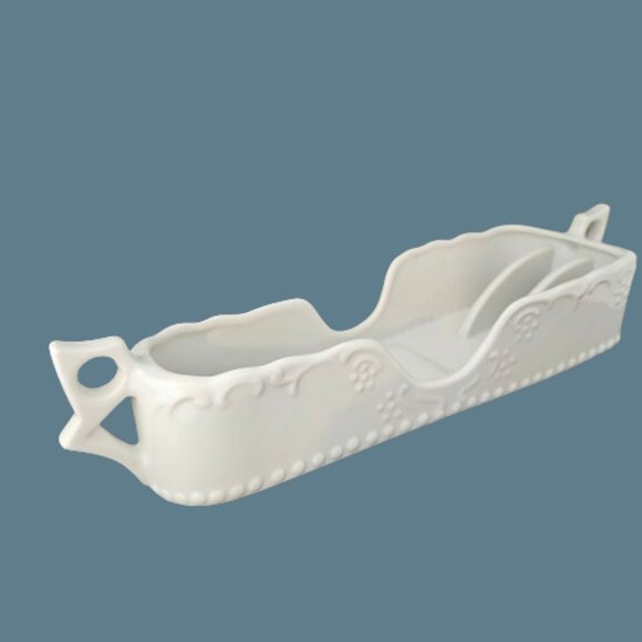 Vintage White Porcelain Silverware Holders Set of 3 by Maryland China Japan - Picture 4 of 12